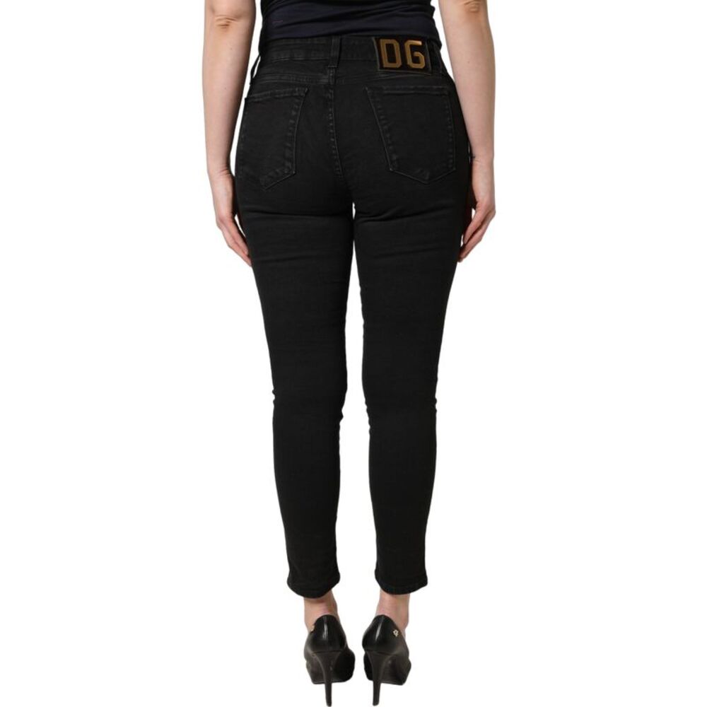 Dolce & Gabbana Black Skinny Cotton Low Waist Denim Women's Jeans